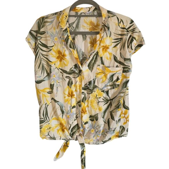 EUC Old Navy Short-Sleeve Tropical Floral Shirt - Picture 1 of 5
